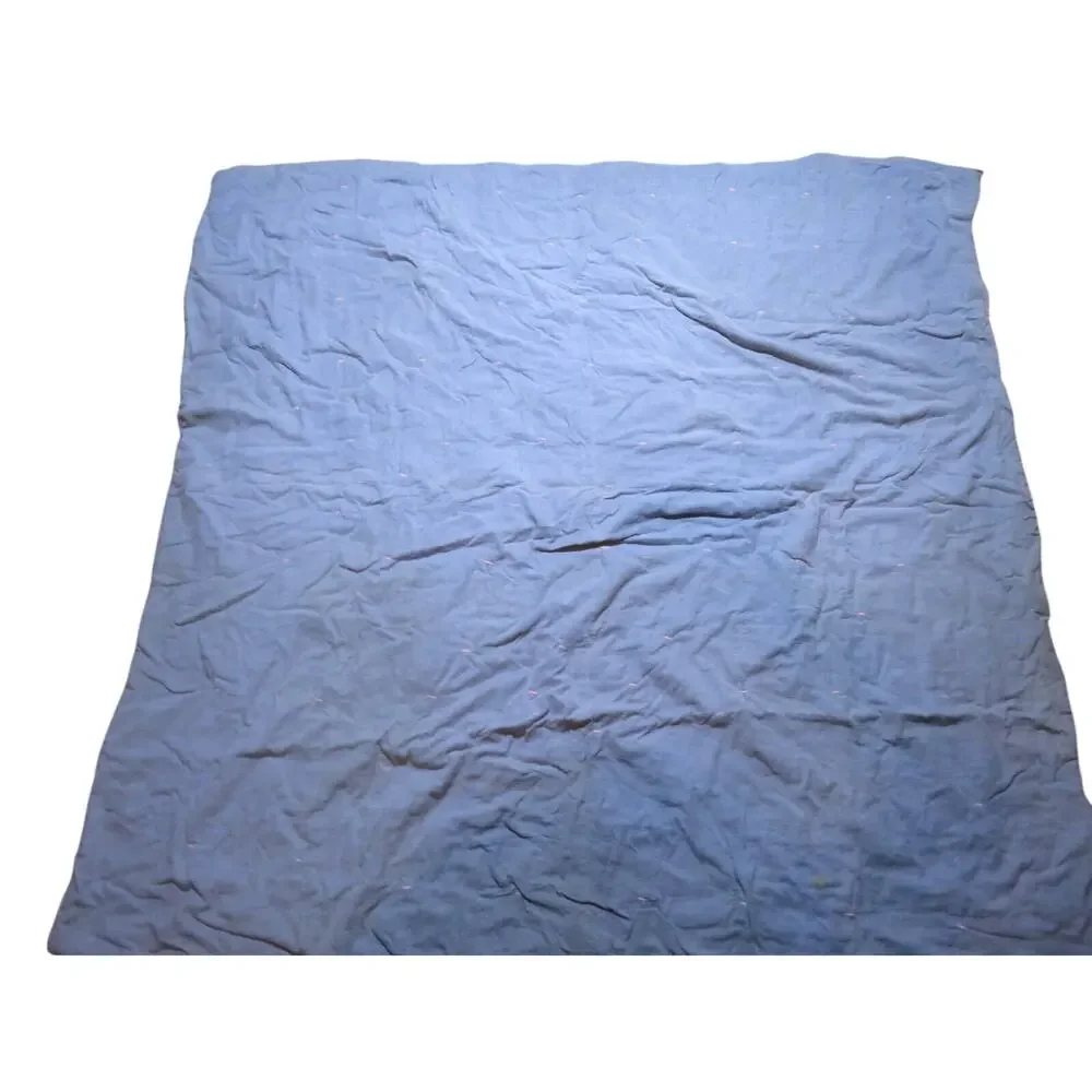 Patchwork Blanket Quilt Tied Block Top Gray Backing 70x57 Vintage
